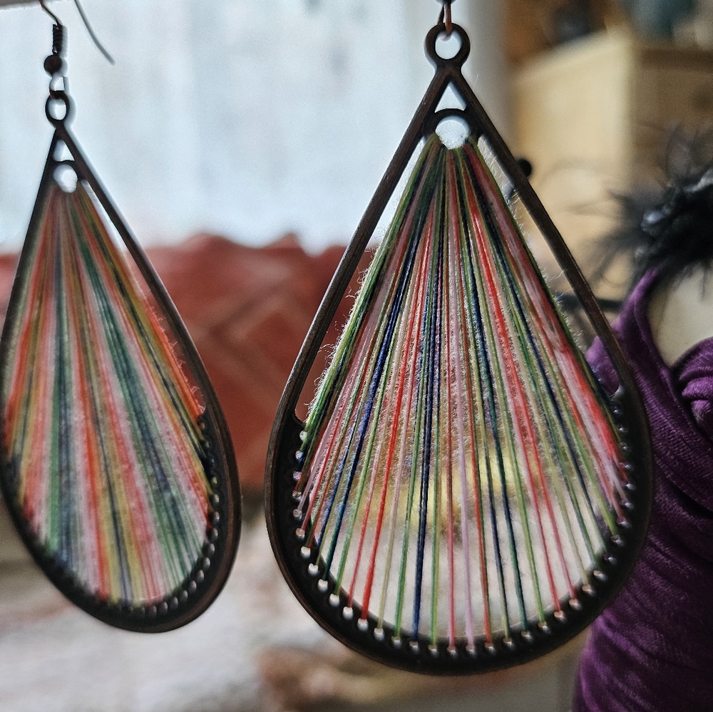 Boho Rainbow Teardrop Style Fan Earrings🌈 Purchased NYC Street Fair♡